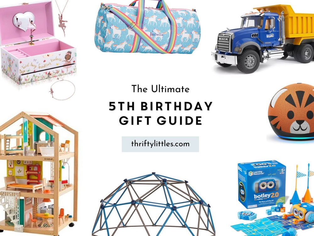 roundup of the best fifth birthday toys with the text "The Ultimate Fifth Birthday Gift Guide"