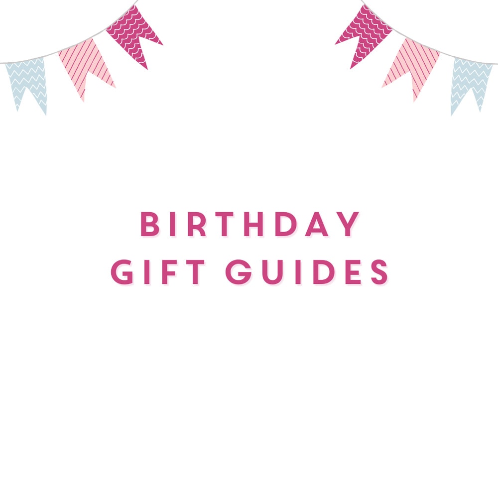 graphic with text birthday gift guides