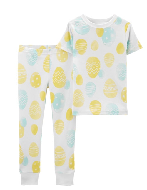 2 piece short sleeve and pants baby easter egg print pajama set