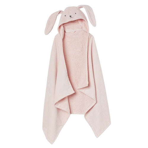 pink rabbit hooded bath towel