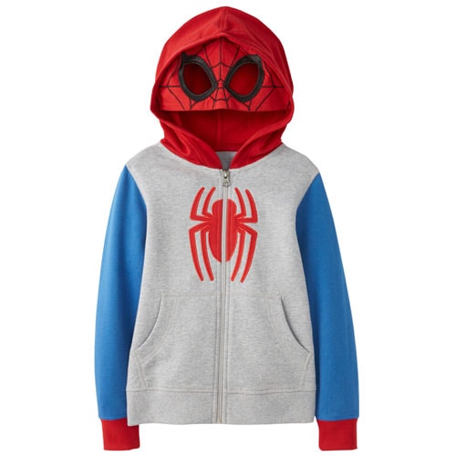 Spiderman zip-up hoodie with attached Spider-man eye mask 