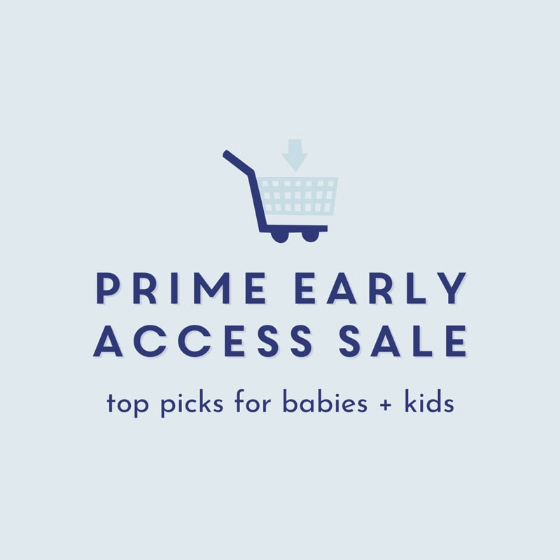 Graphic with shopping cart and text "Prime Early Access Sale top picks for babies + kids"