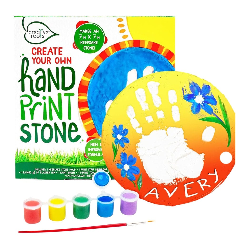 painted handprint garden stone